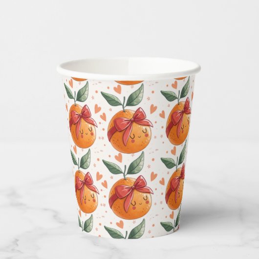 Gobelets En Papier Petit Cutie Pamplemousse Citrus Orange Thème (Gauche)