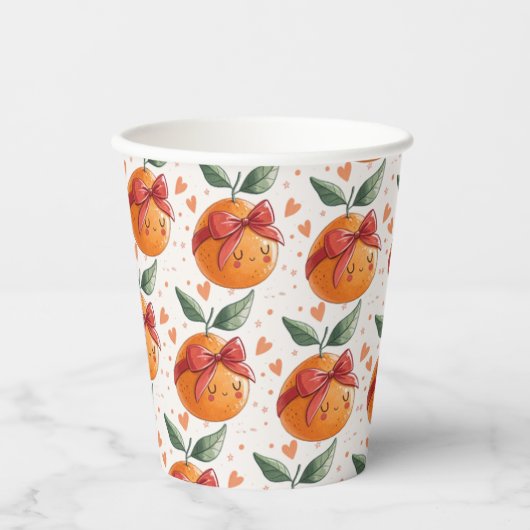 Gobelets En Papier Petit Cutie Pamplemousse Citrus Orange Thème (Recto)