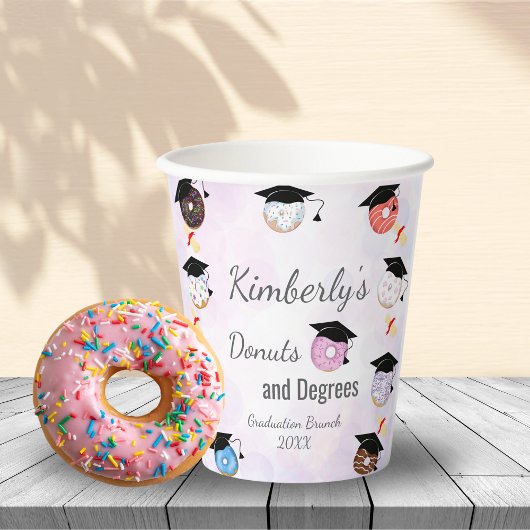 Gobelets En Papier Petit déjeuner de fin d'études Donuts et Diplômes