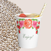 Gobelets En Papier Petit déjeuner floral de pêche rose pivoine de mar