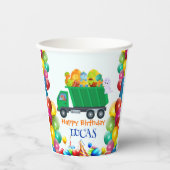 Gobelets En Papier Petit Dinosaur camion à ordures ballon d'anniversa (Recto)
