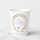 Gobelets En Papier Petit Fleur sauvage Aquarelle Bébé Fille Douche (Recto)