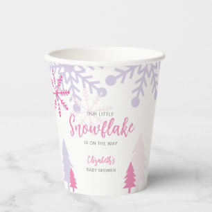 Gobelets En Papier Petit Flocon de neige sur le chemin Baby shower hi