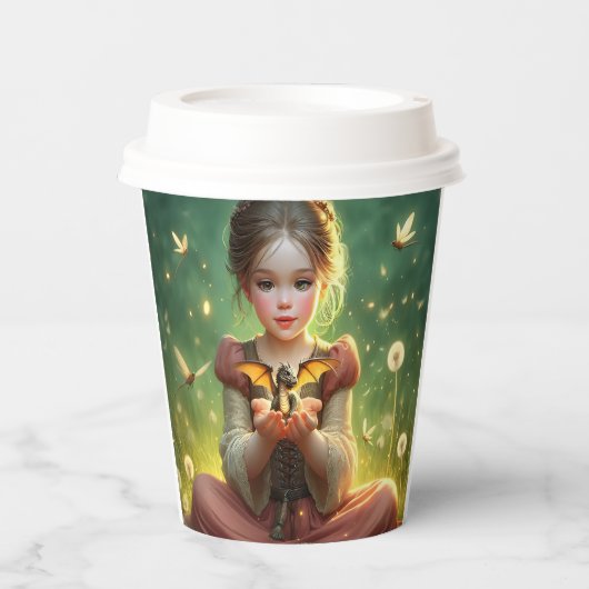 Gobelets En Papier Petit gardien de dragon avec papillons (Recto)