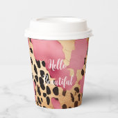 Gobelets En Papier Petit léopard rose or (Recto)