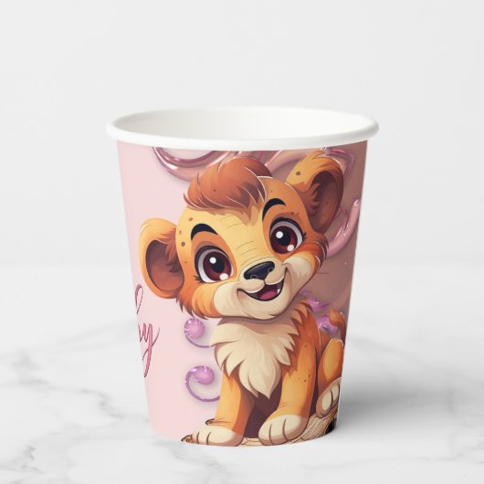 Gobelets En Papier Petit lion mignon (Verso)