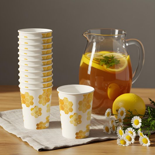 Gobelets En Papier Petit Miel Sur Le Chemin Abee Baby shower Monogram