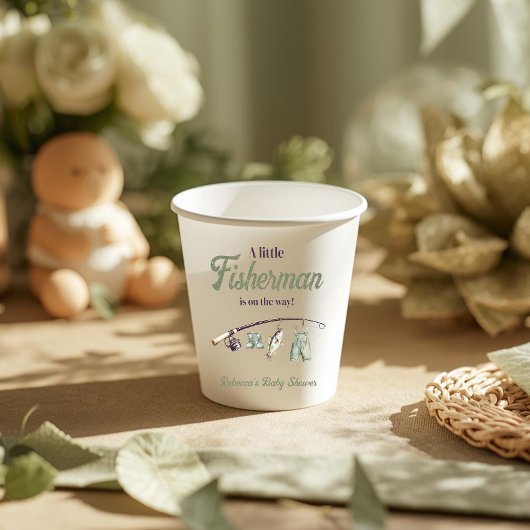 Gobelets En Papier Petit Pêcheur Clothesline Baby shower de pêche