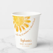 Gobelets En Papier Petit Rayon De Soleil Aquarelle Baby shower Soleil (Recto)