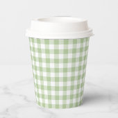 Gobelets En Papier Petit Sage et Gingham Blanc (Verso)