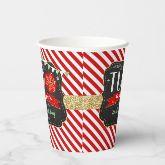 Gobelets En Papier Petit Snowflake Turning 2 ! Noël 2 Anniversaire (Droite)