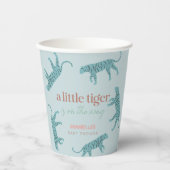 Gobelets En Papier Petit Tiger moderne Baby shower garçon bleu (Recto)