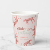Gobelets En Papier Petit Tigre moderne Baby shower fille rose (Recto)