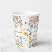 Gobelets En Papier Petite aquarelle Fleur sauvage vive Anniversaire (Gauche)