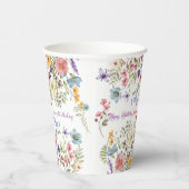 Gobelets En Papier Petite aquarelle Fleur sauvage vive Anniversaire (Droite)