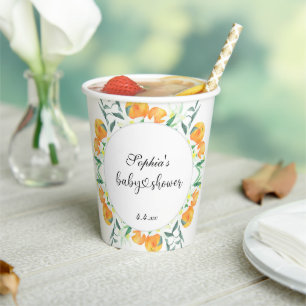 Gobelets En Papier Petite baby shower orange