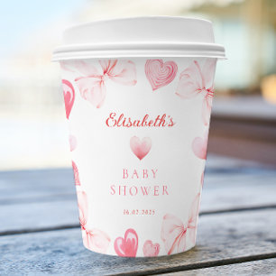 Gobelets En Papier Petite chérie fille au noeud rose Baby Shower