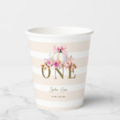 Gobelets En Papier Petite Citrouille Bow Roses 1er Anniversaire Éléga (Recto)