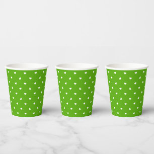 Gobelets En Papier Petite coeur sur vert clair