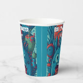 Gobelets En Papier Petite fête d'anniversaire monstre bleu rouge (Droite)