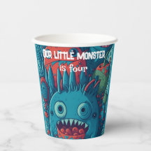 Petite fête d'anniversaire monstre bleu rouge