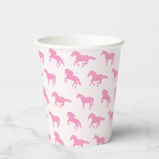 Gobelets En Papier Petite fille Cheval Amant Parties scintillant rose (Verso)