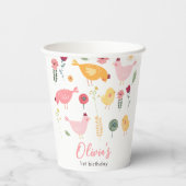 Gobelets En Papier Petite Fille De Poulets Ferme Pâques Poulet Annive (Verso)