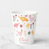 Gobelets En Papier Petite Fille De Poulets Ferme Pâques Poulet Annive (Recto)