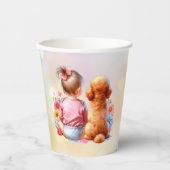 Gobelets En Papier Petite fille et canicule d'abricot (Recto)