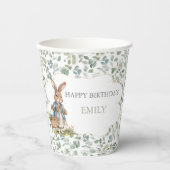 Gobelets En Papier Petite fille Lapin Verdure Premier anniversaire (Recto)