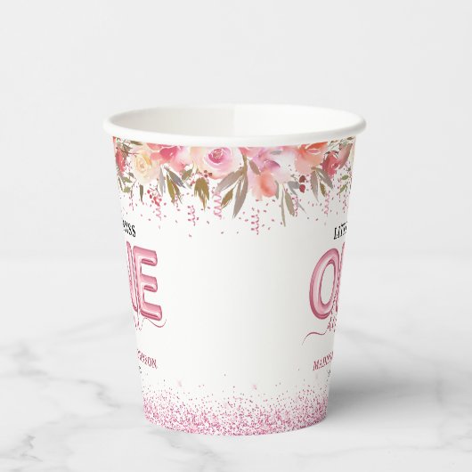 Gobelets En Papier Petite fille Little Miss 1er Anniversaire mondain (Gauche)