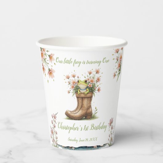 Gobelets En Papier Petite grenouille Froggie 1er anniversaire (Verso)