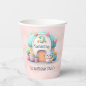 Gobelets En Papier Petite maison avec dragon 1ère fête d'anniversaire (Recto)