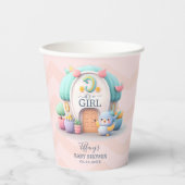 Gobelets En Papier Petite maison avec dragon Baby shower fille (Recto)
