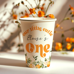 Gobelets En Papier Petite mignonne 1er anniversaire oranges d'agrumes
