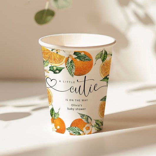 Gobelets En Papier Petite mignonne est sur le chemin baby shower