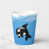 Gobelets En Papier Petite Orca baleine dans l'océan (Recto)