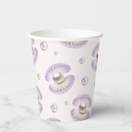 Gobelets En Papier Petite perle Aquarelle pourpre Coquillage bébé Sho (Recto)