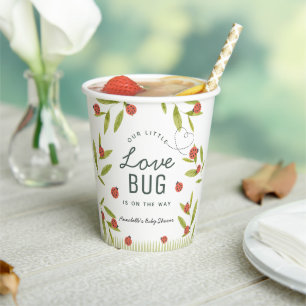 Gobelets En Papier Petite Punaise de l'Amour Baby Shower Ladybug Vert