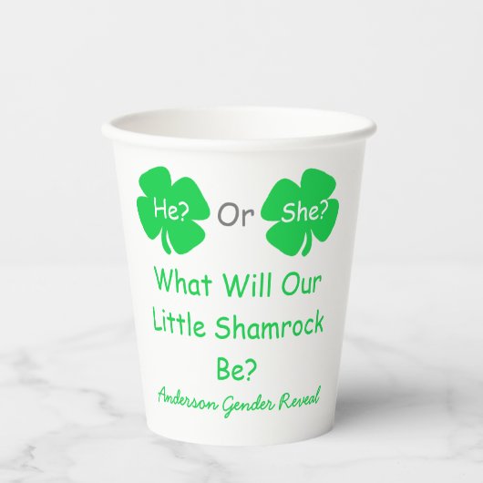 Gobelets En Papier Petite révélation Shamrock sur le genre (Recto)