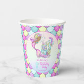 Gobelets En Papier Petite Sirène de Couleur - Fille 1er Anniversaire (Verso)