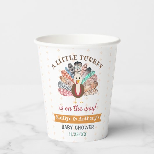 Gobelets En Papier Petite Turquie En Route ! Baby shower de Thanksgiv (Verso)