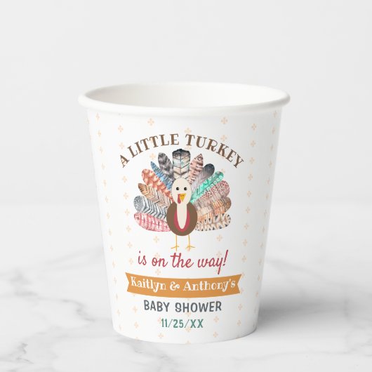 Gobelets En Papier Petite Turquie En Route ! Baby shower de Thanksgiv (Recto)