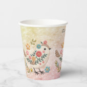 Gobelets En Papier Petites Feuilles Fleurs d'oiseaux Coupes en papier (Recto)