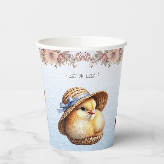 Gobelets En Papier Petites tasses de papier à ruban bleu chic (Gauche)