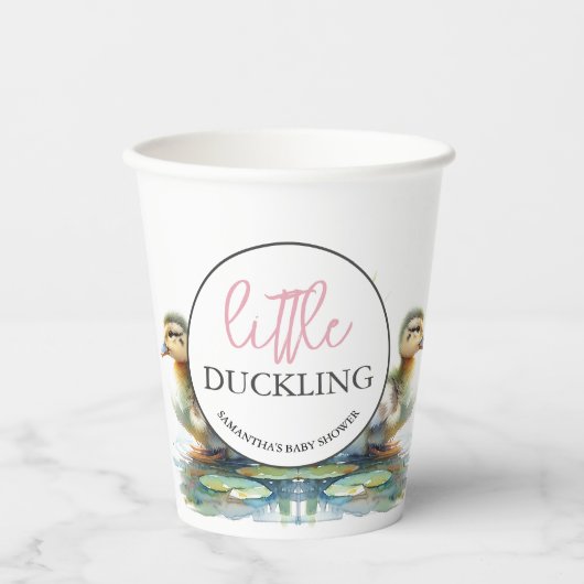 Gobelets En Papier Petites tasses de papier canard Baby shower fille (Recto)