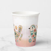 Gobelets En Papier Petites tasses en papier rose fleuri à la broderie (Droite)