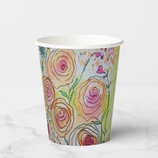 Gobelets En Papier Petits Coeurs et Fleurs Tasses en Papier (Verso)