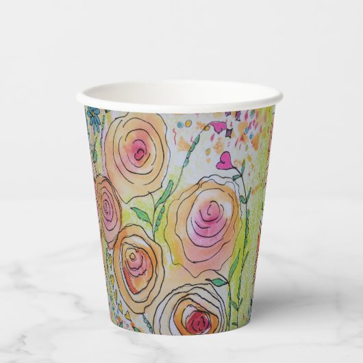Gobelets En Papier Petits Coeurs et Fleurs Tasses en Papier (Recto)