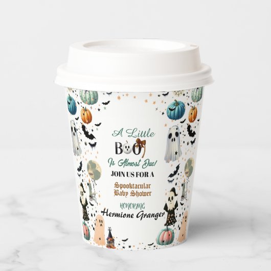 Gobelets En Papier Peu de BOO est dû Citrouille Éffrayant Baby showe (Recto)